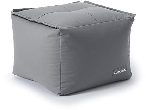 Lumaland Sitzsack-Lounge Modular Pouf | Individuell erweiterbarer & Leichter Hocker | Waschbare & Wasserfeste Sitzmöbel für Innenräume & Garten | Indoor & Outdoor Lounge Garnitur | 54x54x54 cm [Grau]