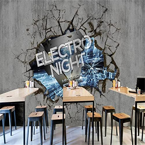 OFIRIA 3D Photo Papier Peint Papier Peint 3D Stéréoscopique De Taille Personnalisée Ktv Bar Café Restaurant Décoration Industrielle Papier Peint Motif De Carreaux De Ciment-300Cmx210Cm