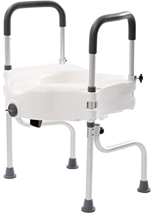 Toilettensitzerhöhung mit Armlehnen 11 cm, WC Stzerhöhung für Senioren, Behinderten WC Haltegriff, Toilettenaufsatz für Senioren, Kann 150 kg Stützrahmen Aushalten
