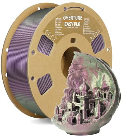 OVERTURE Easy PLA 1.75 mm 3D Druckerfilament, 1kg (2.2 lbs), Verstärkt Zähigkeit PLA, Maßgenauigkeit +/- 0,02 mm für die meisten FDM-Drucker (Shimmer Violett)