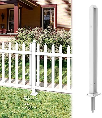 ECOOPTS 30 H Vinyl Picket Fence Post White PVC Post for Picket Fence