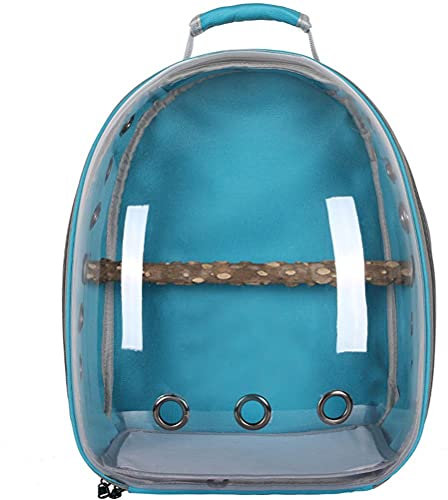 Qcwwy Vogel-Reisetasche, Vogelträger-Rucksack, Raumkapsel, klares Blasenfenster, Kleintier-Reiserucksack, transparenter Rucksack, atmungsaktiver Papageien-Rucksack (hellblau)