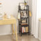 YMYNY Bücherregal, Leiterregal, DIY Standregal 4 Ebenen, Stabilen X-Metallrahmen, Industriestil, Multifunktionales Holz Regal für Wohnzimmer, Büro, Balkon, Schwarz HBC024B