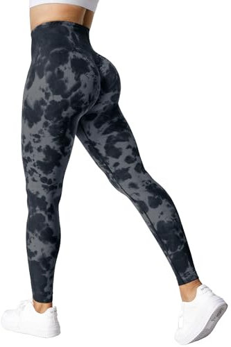 ZAAYO Sports Gym Leggings Booty Scrunch Butt Lift Tie Dye Leggings Grau XL