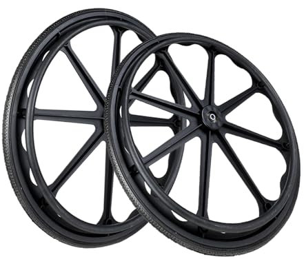 Räder Für Rollstuhl - 2 Stück, Schwarz Vollgummi Rutschfest Räder - 20 Zoll 22Zoll 24 Zoll, Ersatzrollen für Rollstühle Bollerwagen, Gehhilfen, Ersatzräder Zubehör Mit Achse ( Color : Noir , Size : 24