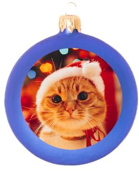 Weihnachtskugel individuell mit ihrem Text oder Foto - Ø 9cm aus Glas - Christbaumkugel mit Digitaldruck (Seidenmatt) (Blau, 1)