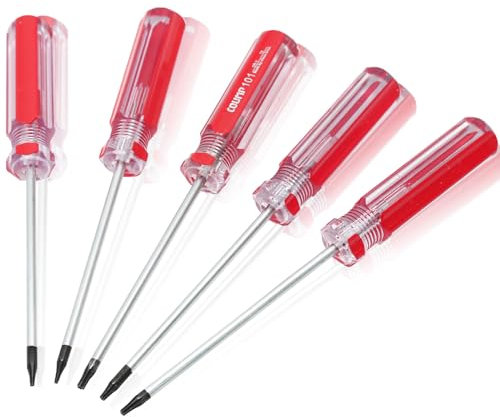 Bonsicoky Juego de 5 destornilladores de seguridad Torx con punta magnética de agarre de plástico, destornillador Torx para reparación de computadoras (T4 T5 T6 T7 T8)