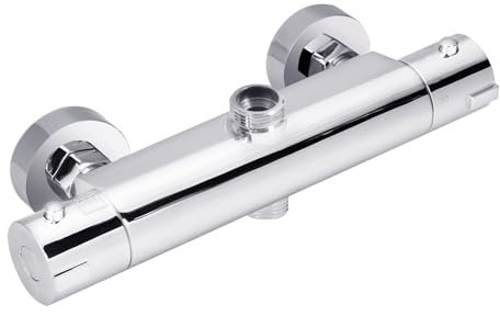 Vinteky Grifo Termostatico Ducha, Grifo Ducha Termostatico de 2 Salidas, Salida Superior 3/4 BSP(26.4mm) y Salida Inferior 1/2 BSP(21mm)