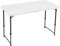 Amazon Basics Tavolo pieghevole rettangolare, 1,2 m, 4 regolazioni di altezza, portatile, con maniglia, per interni ed esterni, leggero, da viaggio, picnic, campeggio, bianco, 121,4 x 60,7 x 86,1 cm