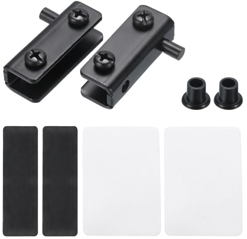 QUARKZMAN Regolabile Vetro Porta Cerniere Morsetto 40x12x15mm 4 Coppia | Ferro Armadio Vetro Porta Pivot Cerniera Clip, per 3-5mm Spessore Vetro, Nero