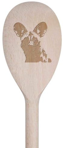 Azeeda 30cm 'African Wild Dog' Wooden Cooking Spoon (SO00020331)