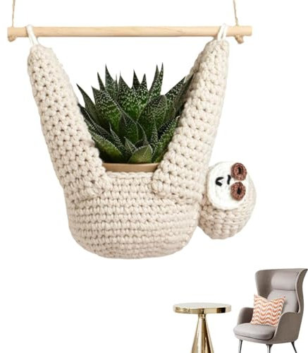 Jlobnyiun Sloth Plant Hanger- Animal Plant Holder,Sloth Planter Pot | Decorative Sloth Plant Hanger Home Decor, Cute Sloth Planter Hanging Indoor Plants, Macrame Planter Supplies for Plant Lovers
