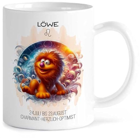 MeLifestyle Kaffeetasse Tasse Becher Sternzeichen Löwe | Keramik 330ml | Geschenk, Freund, Freundin, Kollege, Kollegin, Bürotasse, Astrologie