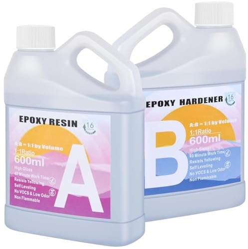 1200ml Epoxy Resin Kit - Crystal Clear Resin and Hardener Resin Epoxy kit,No Yellowing, No Bubbles Casting with Mixing Sticks and Cups,for Beginners and PRO DIY, Crafts (1200, Grams)