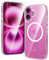 FNTCASE for iPhone 16 Plus Case: Clear Case Magnetic Military Grade Drop Protection Anti Yellowing Cell Phone Cover - Rugged Shockproof Protective Bumper Transparent Shiny Cases (Clear Glitter)
