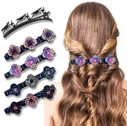 ZenithyrEn 4 Stück Doppelschicht Haarspange, Geflochtene Haarspangen, 4-fach Spiralfeder für stabileren Halt, Kristallsteine, Langlebig und Komfortabel, Elegante Haarspangen für Damen und Mädchen