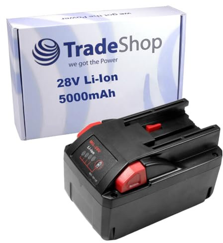 Trade-Shop Batterie Li-ion 28 V/5000 mAh compatible avec visseuse sans fil Würth BS 28-A Combi, batterie 28 V, Master H 28-MA, 28 V remplace 0700956730