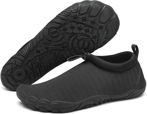 Mishansha Herren Damen Badeschuhe Atmungsaktiv Schnell Trocknend Aquaschuhe Unisex Sommer Wasserschuhe für Outdoor Sports, Schwarz 44 EU