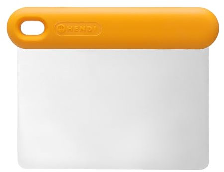 HENDI Grattoir à pâte, flexible, poignée en silicone, spatule à pizza, ustensile de cuisine multifonction, raclette/hachoir coupe pate boulangerie, pâtisserie, pizza, 130x95x(H)13mm, inox, orange