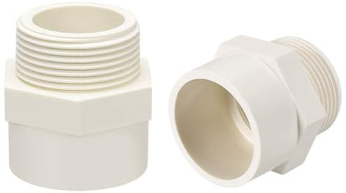 TOP-VIGOR Lot de 2 raccords de tuyau en PVC, 40 mm G1-1/4 filetage mâle en PVC, raccord d'union