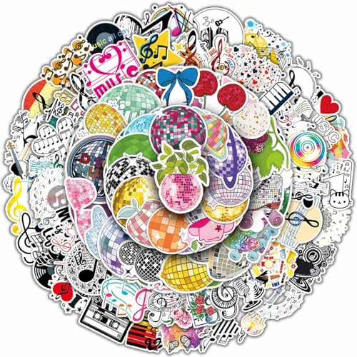 Huaxintoys Musik Aufkleber, Musiker Aufkleber, Musiknoten Wasserdicht Stickers für Fahrrad Koffer Helm Laptop Skateboard Auto Motorrad Gitarren Scrapbook (100 Stück)