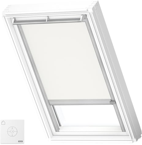 VELUX Roof Window Electric Blackout Blind (DML), Grey Frame, MK08, White | Stepless Positioning, Quick Installation, Blackout