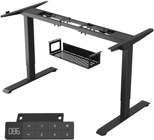 JUMMICO Höhenverstellbarer Schreibtisch Gestell mit 2 Motoren, Schreibtisch Gestell Höhenverstellbar 3-Fach mit USB-A Anschlüssen 3 Memory-Steuerung, Schwarz