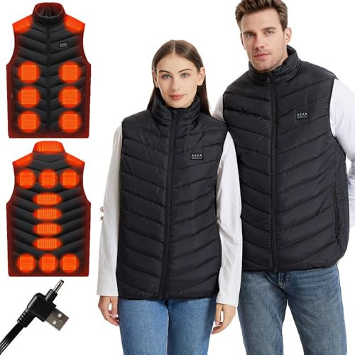 Amurhey Beheizte Weste Herren Damen mit 21 Beheizte Zonen & 5V/7.4V-kompatibel, 2025 Neu–Beheizbare Heizweste Elektrische Weste Jacke, Unisex Wärmende Wärmeweste Waschbar Heizjacke (Ohne Powerbank)
