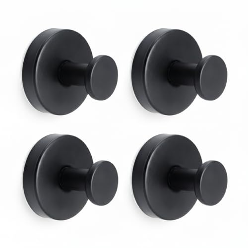 Luxoraiovav 4 Ganci a Ventosa in Acciaio Inox, Rimovibile Senza Foratura, Gancio a Ventosa Bagno, Gancio per Accappatoio Asciugamani, per Cucina, Bagno, Finestra Liscia, Vetro, Ufficio (Nero)
