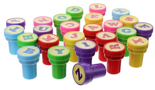 HEANUJJ 26 Buchstaben Stempelset aus Kunststoff mit Abwaschbarer Tinte für zum Basteln und Geschenk für Lehrer Zufällige Farbe