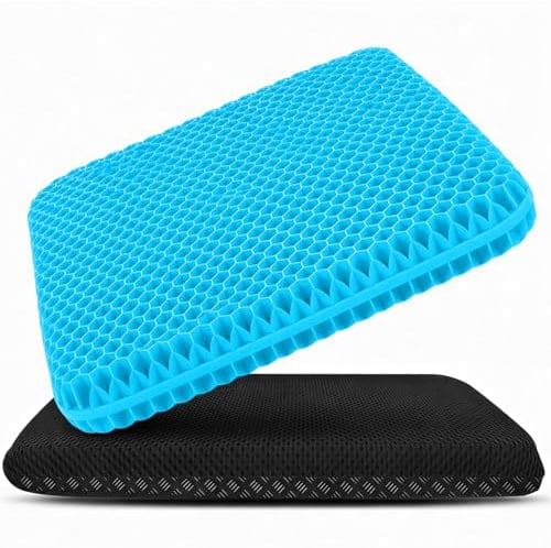 Cuscino Sedia Ufficio、Cuscino Gel Sedia-Questo è Cuscino Antidecubito per Sedia a Rotelle Dotato di Fodera Rimovibile e Lavabile.Adatto per Ufficio,Auto e uso Domestico (Azzurro cielo, 42cm*39cm*4cm)