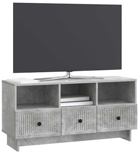 vidaXL TV-Schränk Betongrau 102 x 34,5 x 50 cm Holzwerkstoff, Wohnzimmermöbel, Vintage-Media-Konsole, rechteckiger TV-Unterschrank, viel Stauraum, praktischer Sideboard