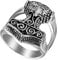 Flongo Herren-Ring Daumenring, Herrenring Männer-Ring Groß Breit Edelstahl Band Ring Bandring Schwarz Silber Thors Hammer Siegelring Gotik Motorradfahrer Biker Herren Männer, Ringgröße 74MM