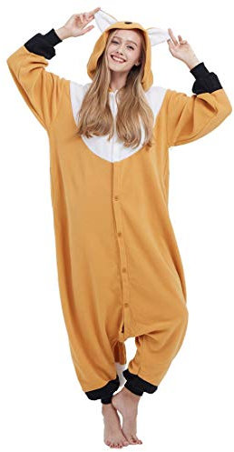 Pigiama Animali Cosplay Uomo Donna Adulti Costume Tuta Volpe Arancione XL