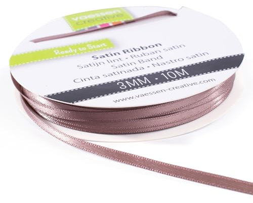Vaessen Creative 301002-0023 Satinband Milchschokolade Braun, 3 mm x 10 Meter, Schleifenband, Dekoband, Geschenkband und Stoffband für Hochzeit, Taufe und Geburtstagsgeschenke, 3MM