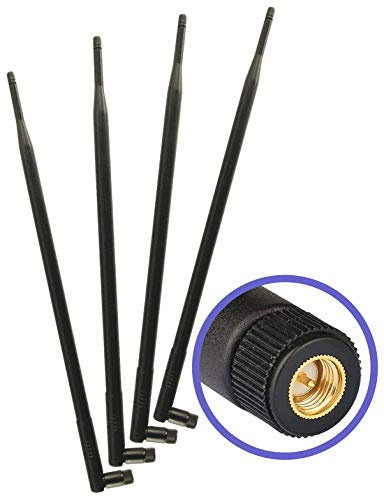 4 pcs of Universal 9dBi Wi-Fi 2.4/5GHz Dual-Band SMA Male Antennas Extension for IP Wireless Security Camera Router and CCTV HD Wireless Camera System Video Antenna for NVR Security IP System