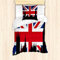 ABAKUHAUS Union Jack Bettbezug Set für Einzelbetten, Historische Stadt UK, Milbensicher Allergiker geeignet mit Kissenbezug, Königsblau Schwarz Rot