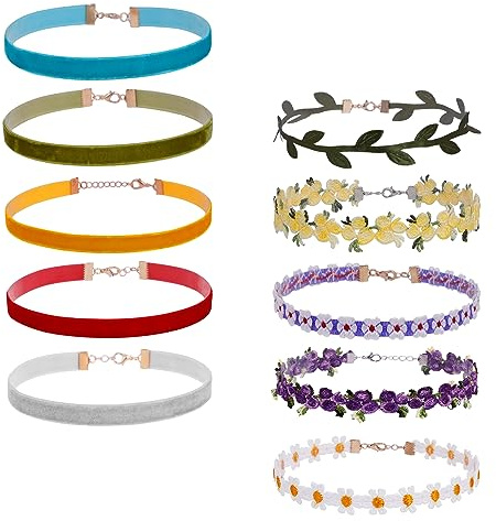 Manfnee Ensemble de Collier ras du cou en Velours avec Tatouage Gothique Lolita Choker pour Femme