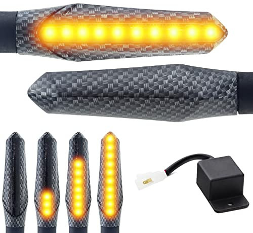 Area1 Motorrad LED Blinker e-geprüft carbon Lauflicht Effekt M8 Set (2Stück) + 2Pin LED Blinker Relais. kompatibel mit Mondial