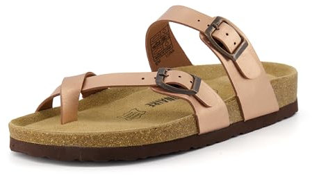 CUSHIONAIRE Women's Luna Cork Footbed Sandal with +Comfort, Gold 9 UK W