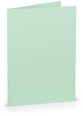 PAPERADO 50 Faltkarten DIN B6 - Mint gerippt Eukalyptus Hell-Grün - 220 g/m² - 12 x 16,9 cm - Blanko Doppelkarten Klappkarten Basteln Einladungskarten