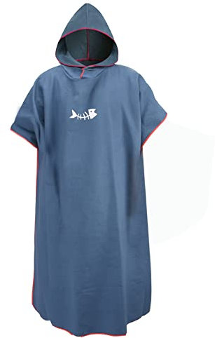 Peignoir de plage et de natation avec capuche - Absorbe l'eau - Séchage rapide - Poncho surf pour adultes - Combinaison plongée douce - Cadeau natation en plein air (gris) (bleu marine)