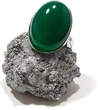 925 Silber Ring mit Grüner Achat (Naturstein) 25x18mm - Alle Größen von festen oder verstellbaren Ringen, von XS bis XXXL, für Männer für Frauen - Kostenlose Geschenkbox