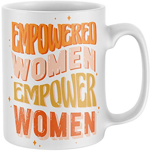 Purple Print House Empowered Women Motivational Mug, Feminism Feminist Funny Mugs, Novelty Mugs Birthday Gifts for Her, White, One Size