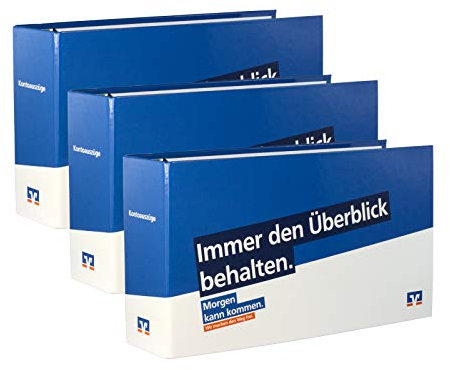 3 x Kontoauszugsordner blau (Morgen kann kommen) mit Volksbank Logo, Ordner für Kontoauszüge, Bankordner, DIN lang