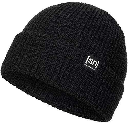 super.natural Merino Basic Beanie Schwarz - Merino Lässige warme Mütze, Größe One Size - Farbe Jet Black