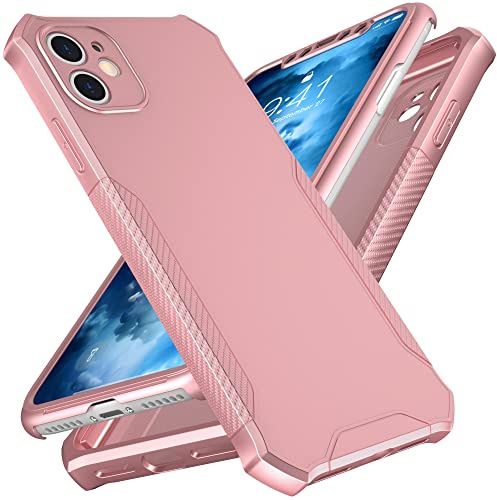 ORETECH for iPhone 11 Case with Screen Protector, Shockproof Hybrid, Pink | 2 x 9H Screen Protectors, 360 Full Body, Each Lens Protected, TPU Non-Slip