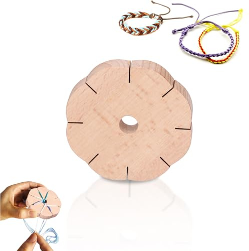 Cyrank Knüpfstern, Bastel-Set Für Kordeln, Armband Strickscheibe, Bindestern 8 Slots Freundschaftsarmbänder, Bastelset, Haarband, Schnürsenkel, Schmuck, Basteleien, DIY Armband Geflochtenes Webbrett