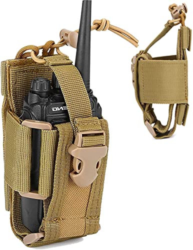 A/A Molle Radiohalter Walkie Talkie, Walkie Talkie Halter, Taktische Interphone-Tasche, Khaki Nylon, Für Cs-Ausrüstung, Wandern Im Freien, Fielf-Training, Klettern, Radfahren