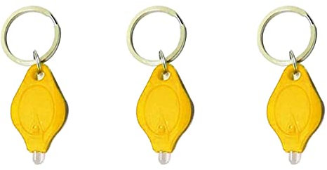 Lot de 3 mini porte-clés lampe torche UV à LED avec détecteur de billets Jaune